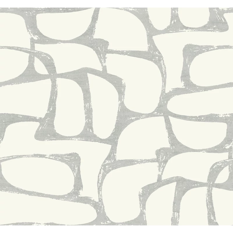 York Elegáns absztrakt fehér-ezüst vlies tapéta Craftsman Geometric White & Silver 68,58 cm X 8,22 m